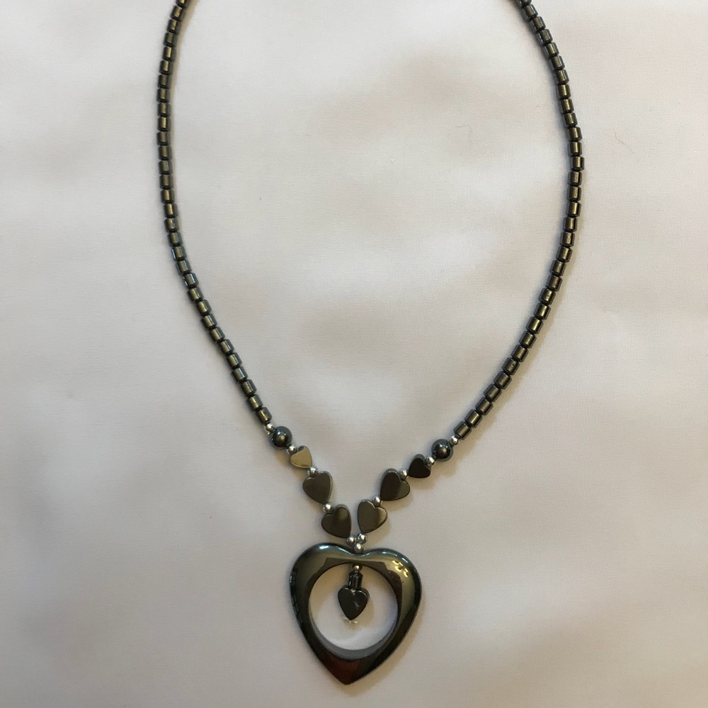 Heart hematite necklace.